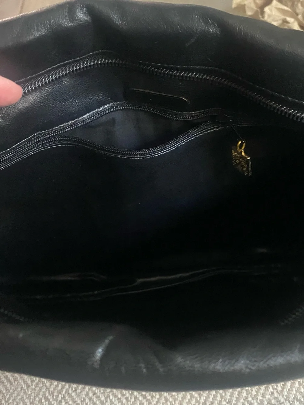 Anne Klein Black Pleated Leather Fold-Over Clutch